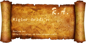 Rigler Arián névjegykártya